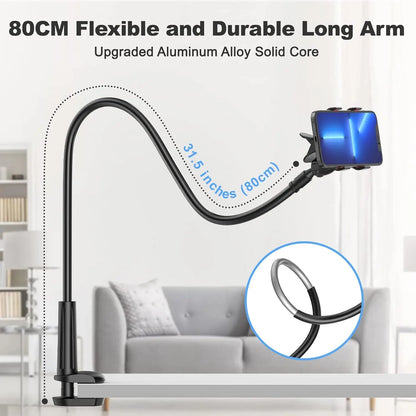 Support Téléphone Flexible 80 cm – Bras Long, Rotation 360°, Fixation Universelle