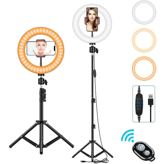 Anneau Lumineux LED 26 cm avec Trépied 200 cm – Éclairage Photo/Vidéo, 3 Modes, Télécommande
