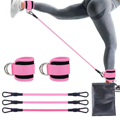Bandes de Résistance avec Sangles de Cheville – Fitness, Yoga, Entraînement Fessiers et Jambes