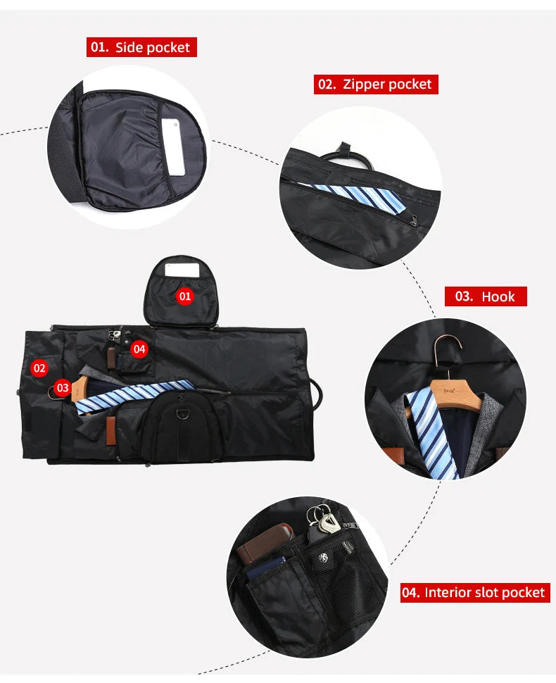 Sac de Voyage 3-en-1 avec Rangement Pliable – Idéal pour les Déplacements, le Sport et les Affaires